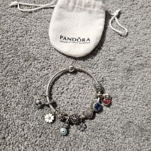 Pandora Silver Bracelet with Colorful Charms